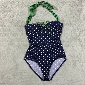 Tommy Bahama Polka Dots Halter Womens Swimsuit Size 6 One Piece Nautical Pinup